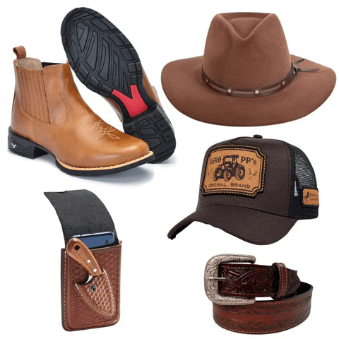 Botina Mangalarga + Cinto de couro + Bainha + Boné + Chapéu - Image 1